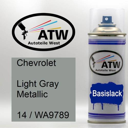 Chevrolet, Light Gray Metallic, 14 / WA9789: 400ml Sprühdose, von ATW Autoteile West.